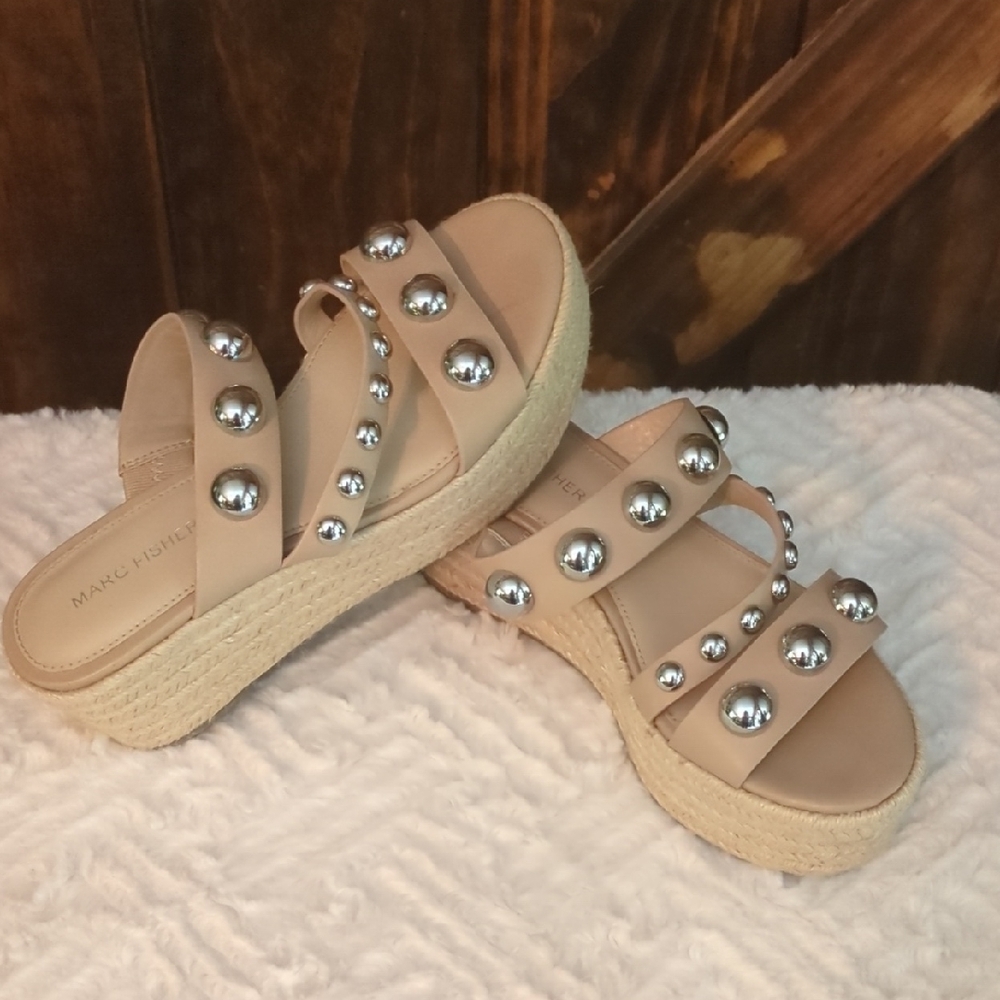 Marc Fisher Cream Silver Espadrille Shoes